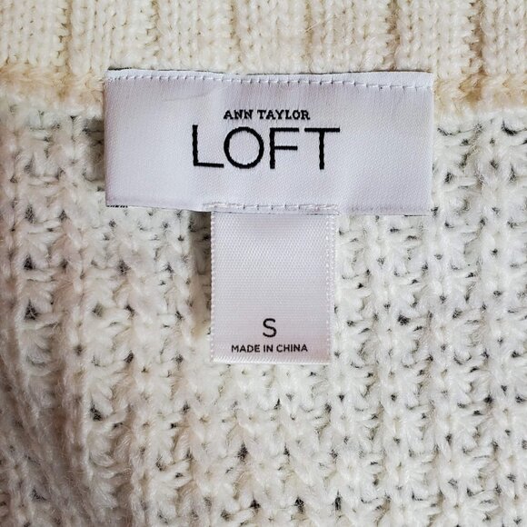 💥318 Loft Ann Taylor alpaca/wool Blend Ivory Shawl Collar Sweater - Picture 3 of 9